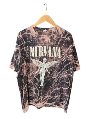 Nirvana In Utero Pink Black Acid Washed Short Sleeve Graphic T-shirt XL